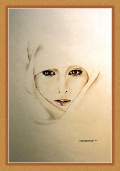 regard. (dessin pastel sur papier ) dessin de l'auteur .Herregods Eric